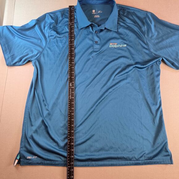 Nike Dri-Fit NFL On Field Miami Dolphins Polo Shirt XXL Aqua Blue - Picture 8 of 11